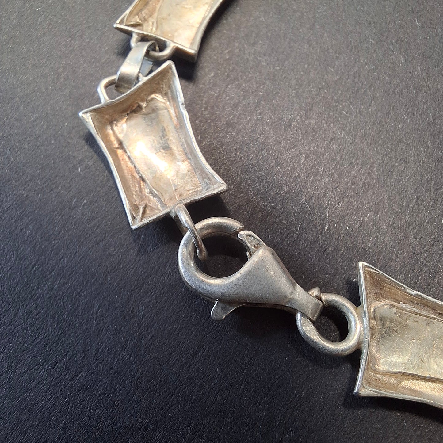 Vintage Sterling Silver Greek Key Panel Bracelet