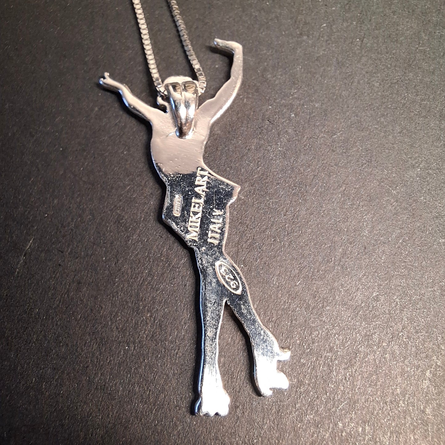 MIKELART Italy Sterling Silver Roller Skater Pendant Necklace