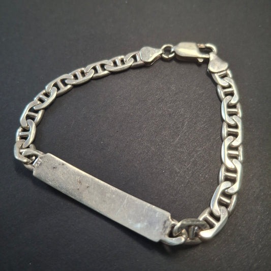 Vintage 925 Sterling Silver Mariner ID Link Bracelet