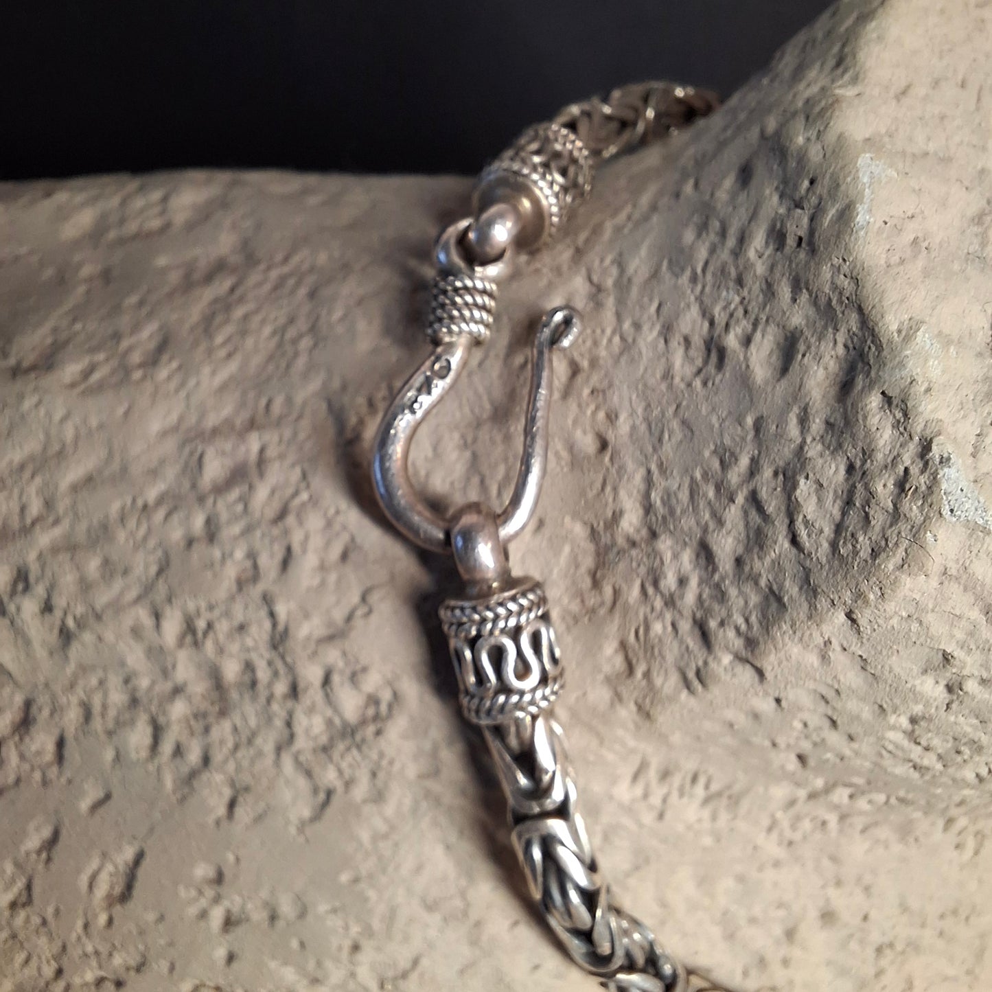 Vintage Bali Byzantine Sterling Silver Chain Bracelet