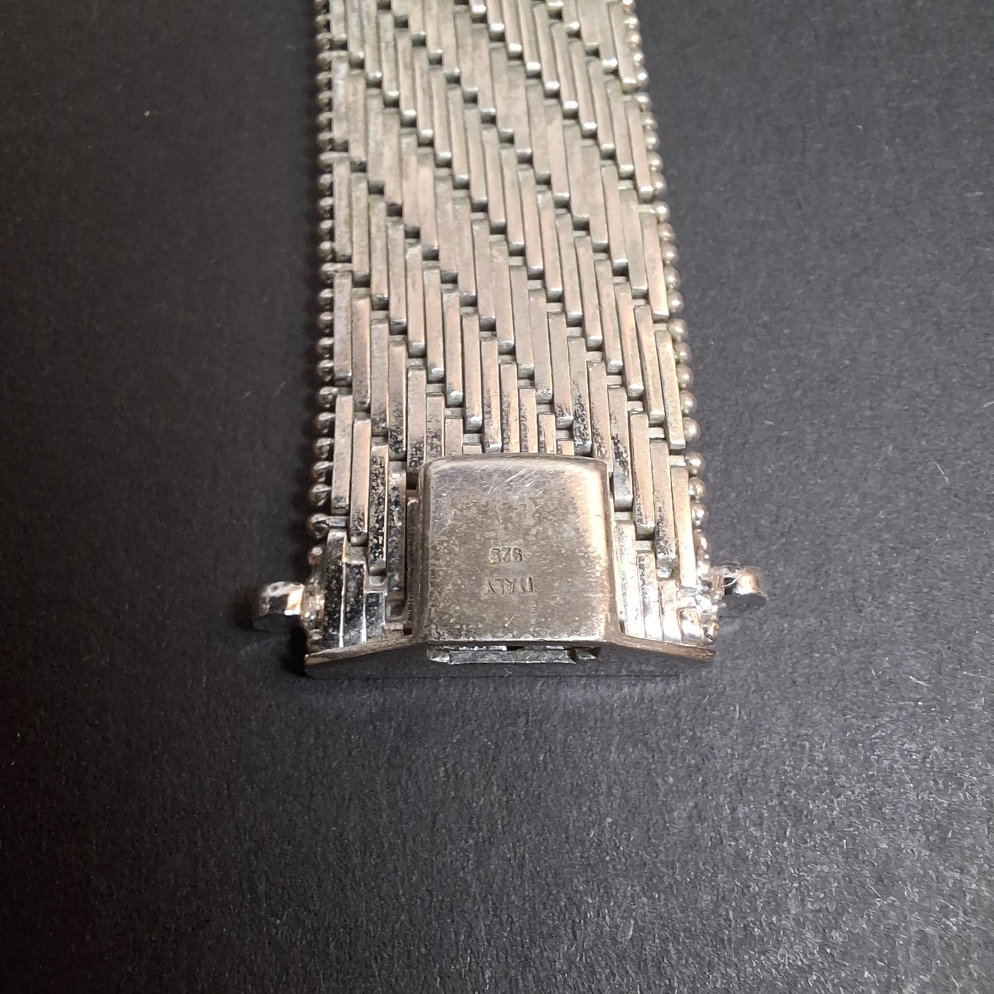 Vintage Italy 925 Sterling Silver Wide Mesh Bracelet