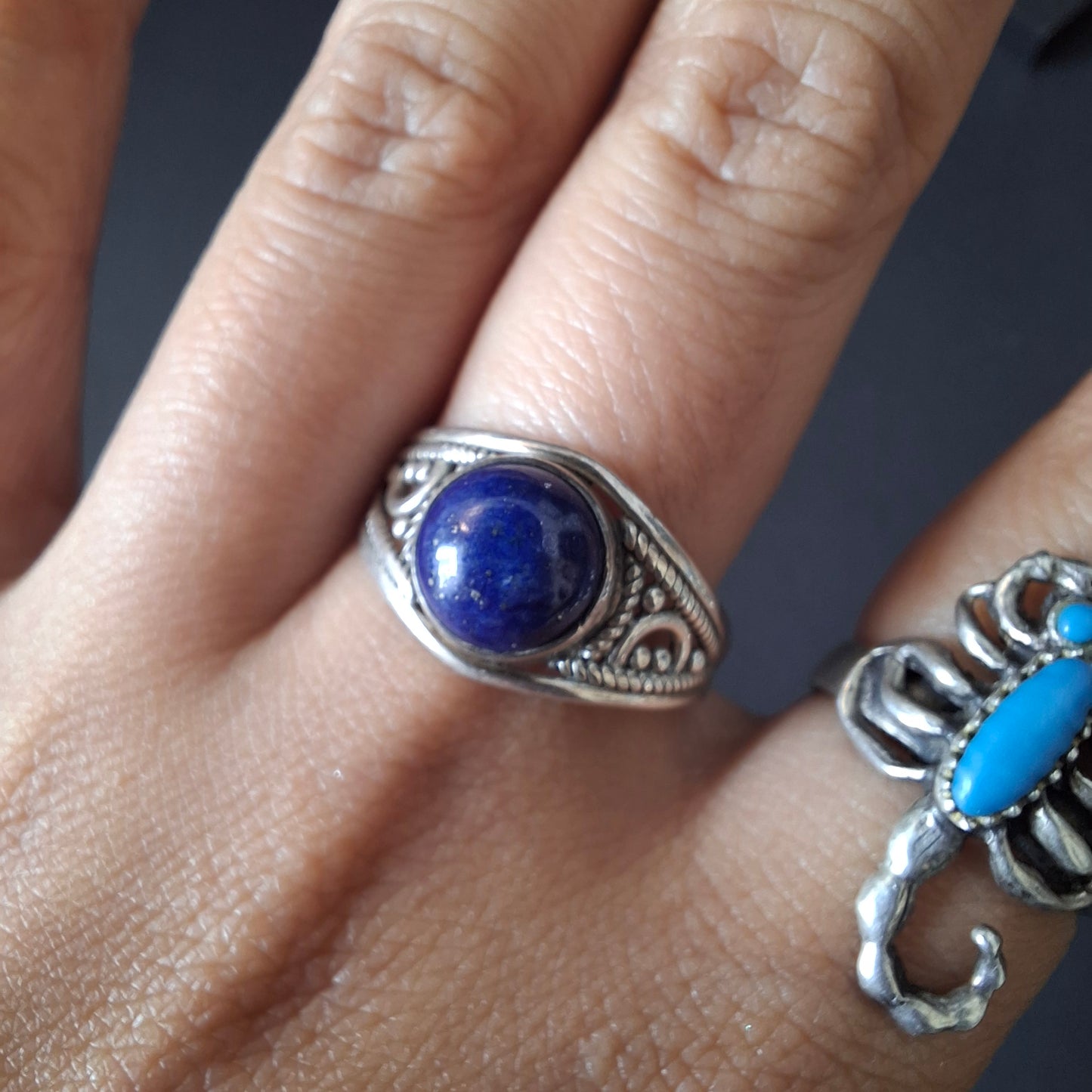 Vintage Ethnic Lapis Lazuli Sterling Silver Ring