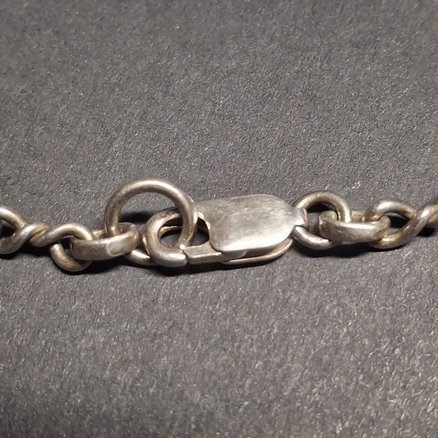 Vintage Sterling Silver Bar & Double-Twist Link Chain Bracelet