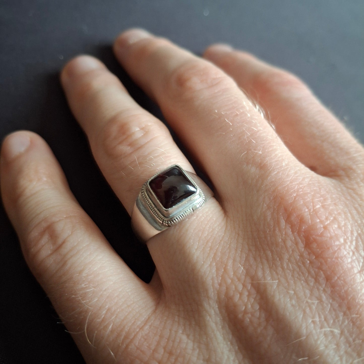 Handcrafted Sterling Silver 925 Garnet Statement Ring