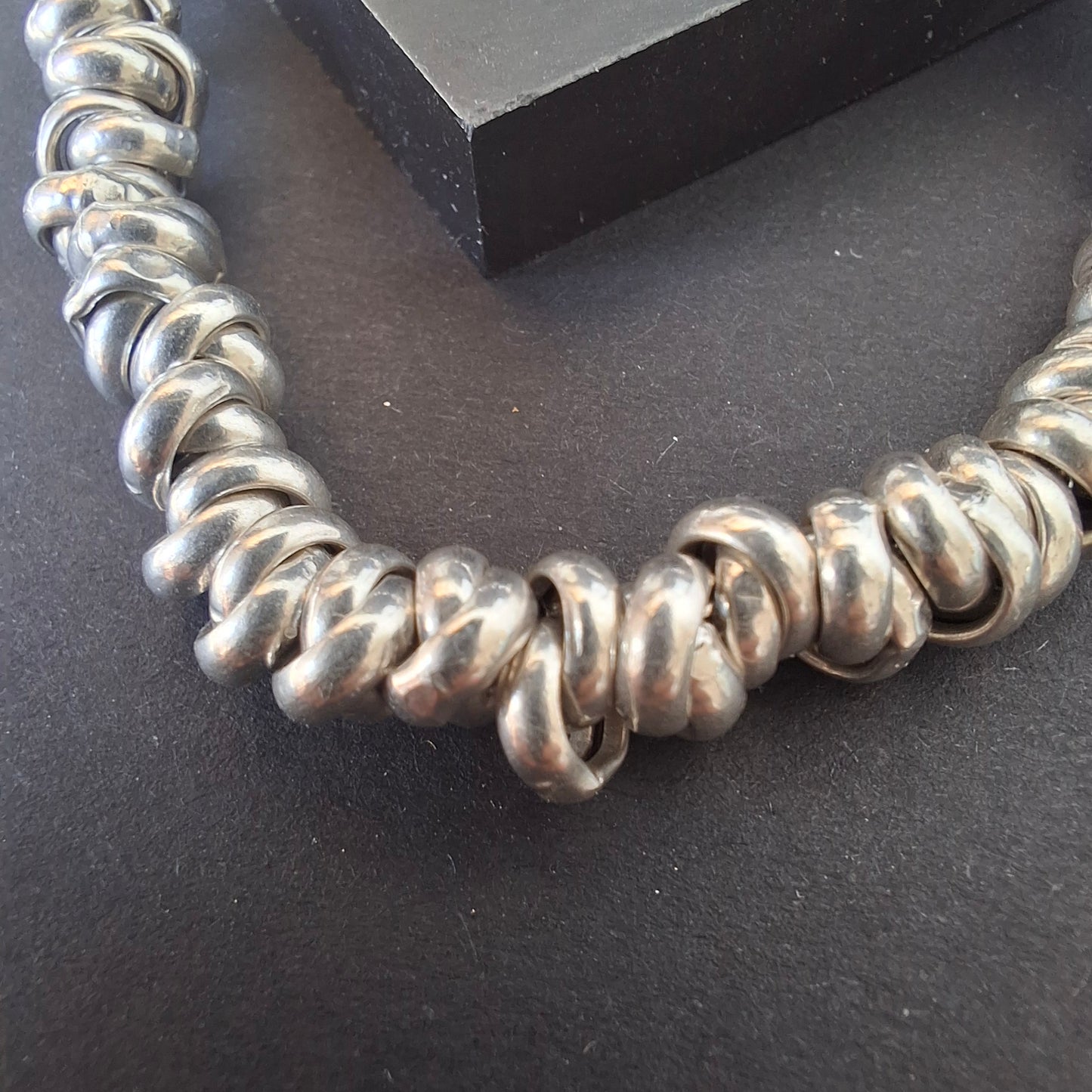 Vintage Italian Multi-Ring Coiled Sterling Silver Toggle Bracelet