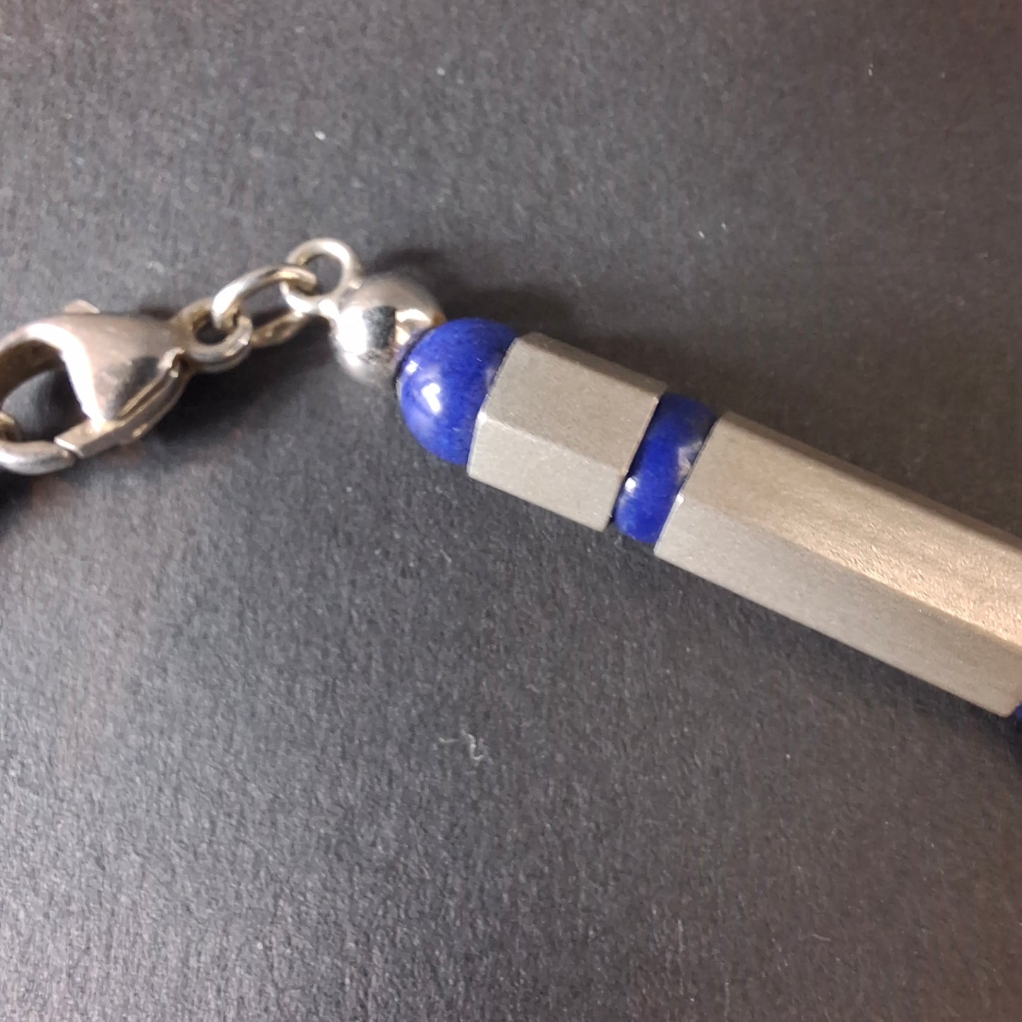 Minimalist Sterling Silver & Lapis Lazuli Tube Necklace