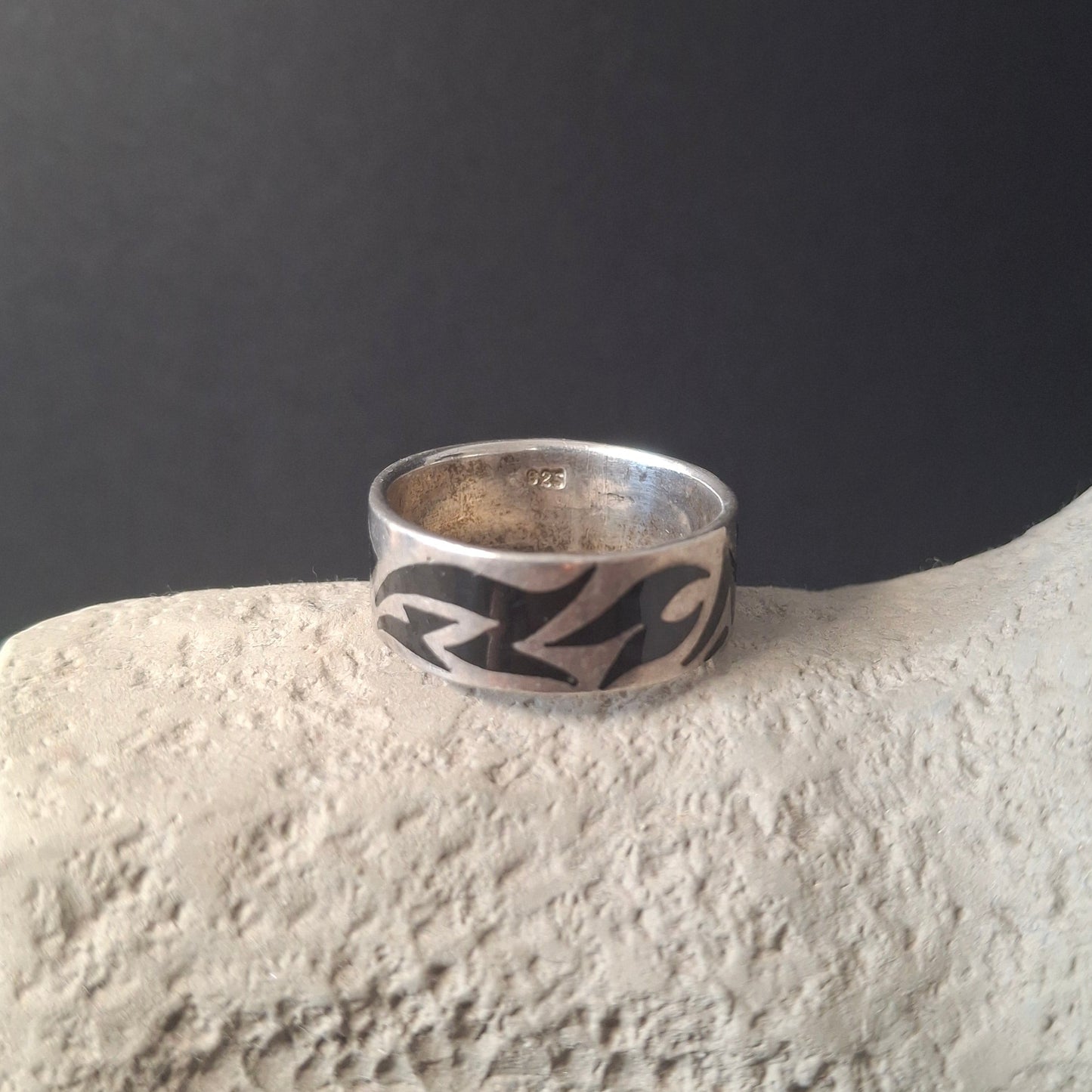 Tribal Pattern Sterling Silver Band Ring