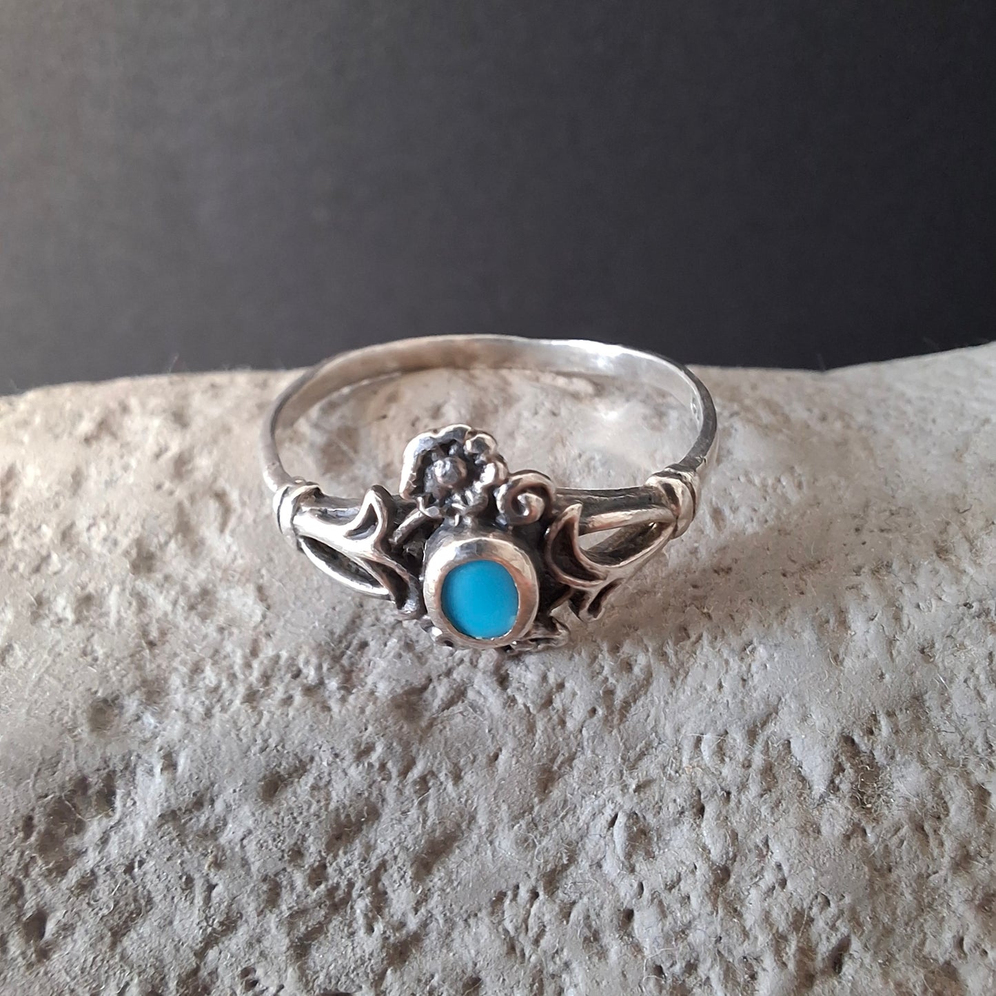 Vintage Ethnic Turquoise Sterling Silver Ring