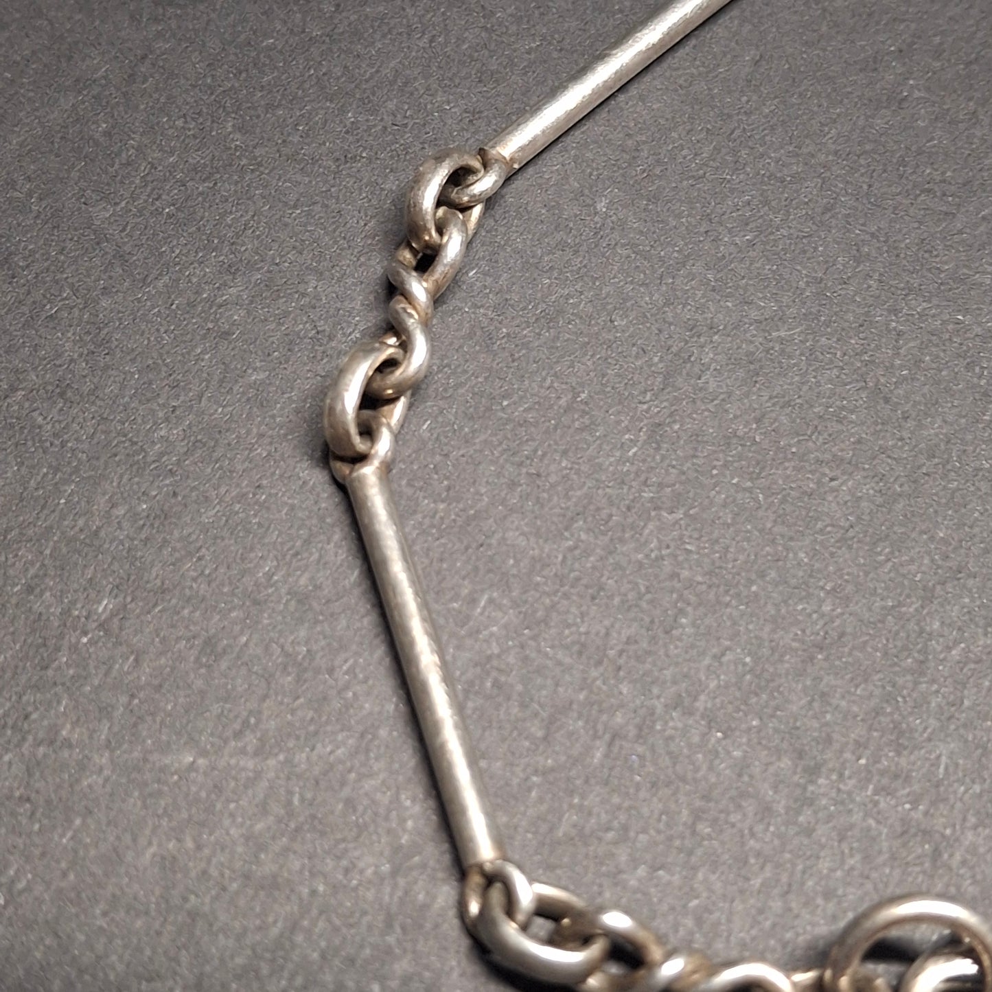 Vintage Sterling Silver Bar & Double-Twist Link Chain Bracelet