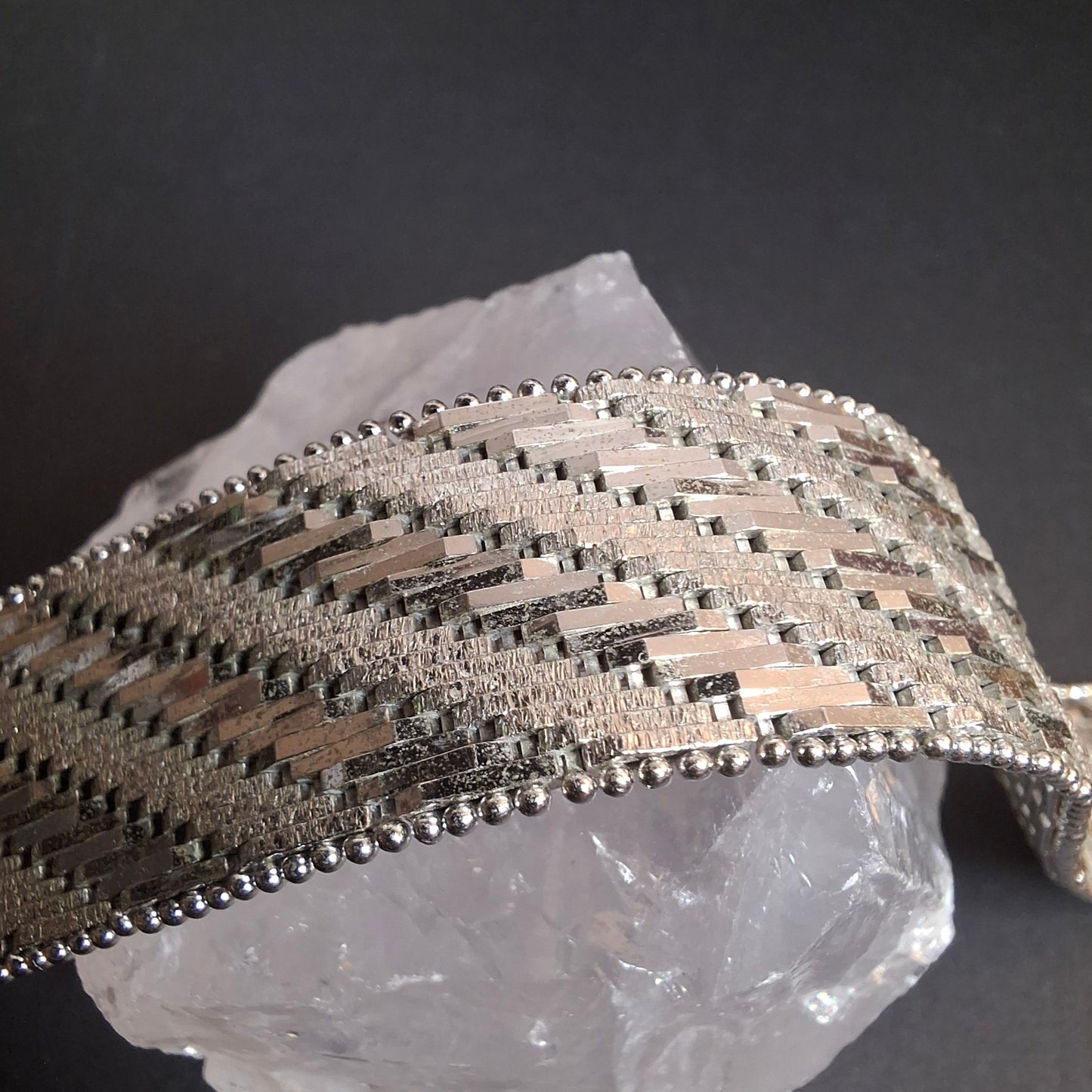 Vintage Italy 925 Sterling Silver Wide Mesh Bracelet