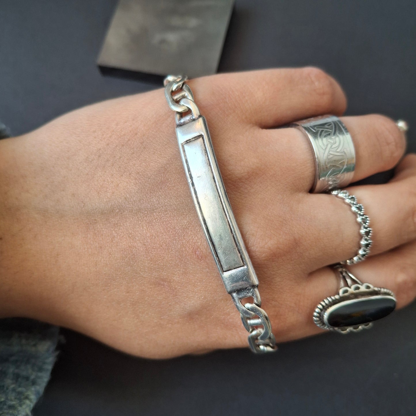 Vintage 925 Sterling Silver Mariner ID Link Bracelet