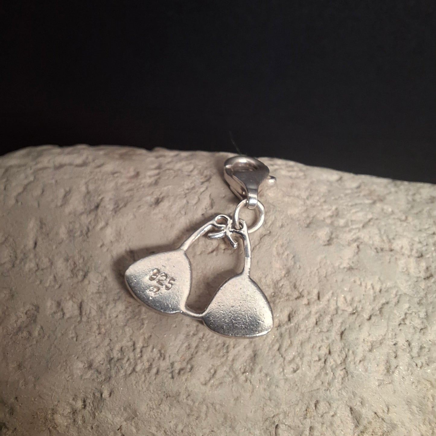 925 Sterling Silver Ribbed Bikini Top Clip-On Charm