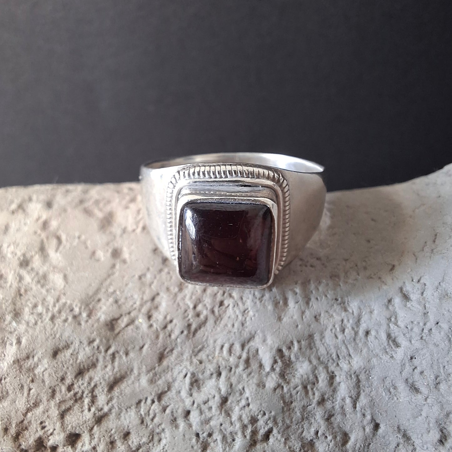 Handcrafted Sterling Silver 925 Garnet Statement Ring