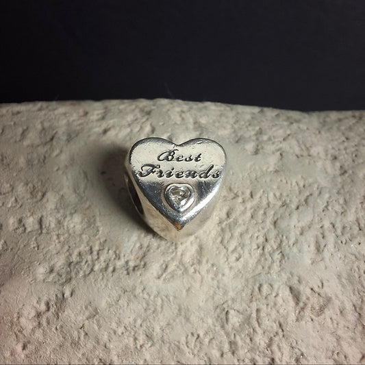 Retired Authentic Pandora Best Friends Heart Charm 791727CZ