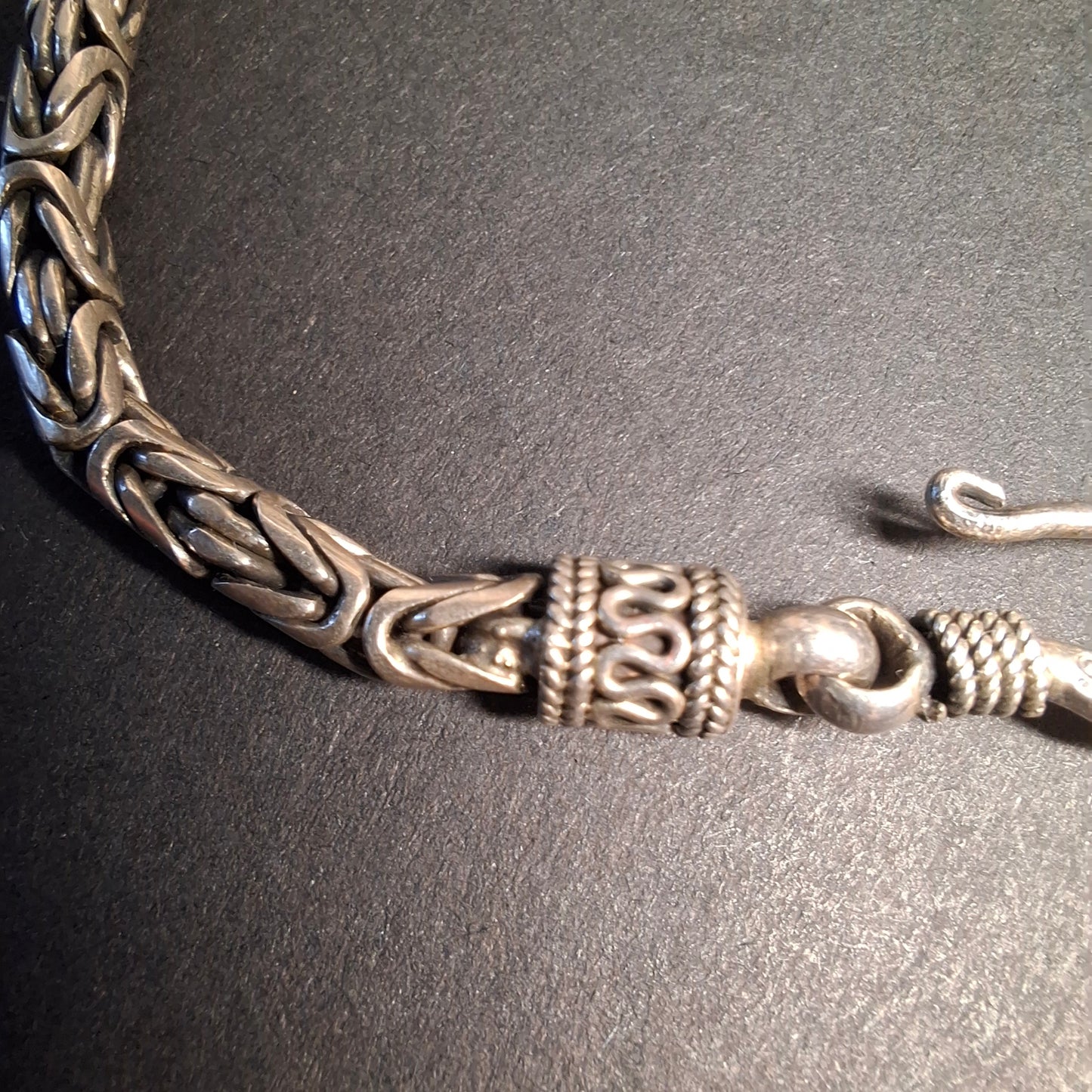 Vintage Bali Byzantine Sterling Silver Chain Bracelet