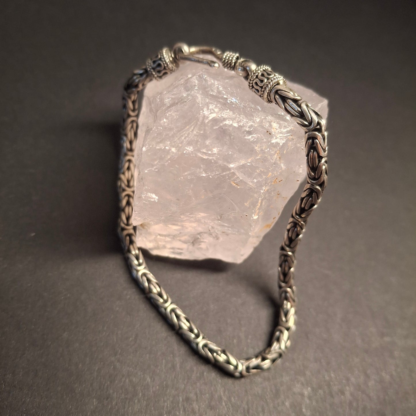 Vintage Bali Byzantine Sterling Silver Chain Bracelet