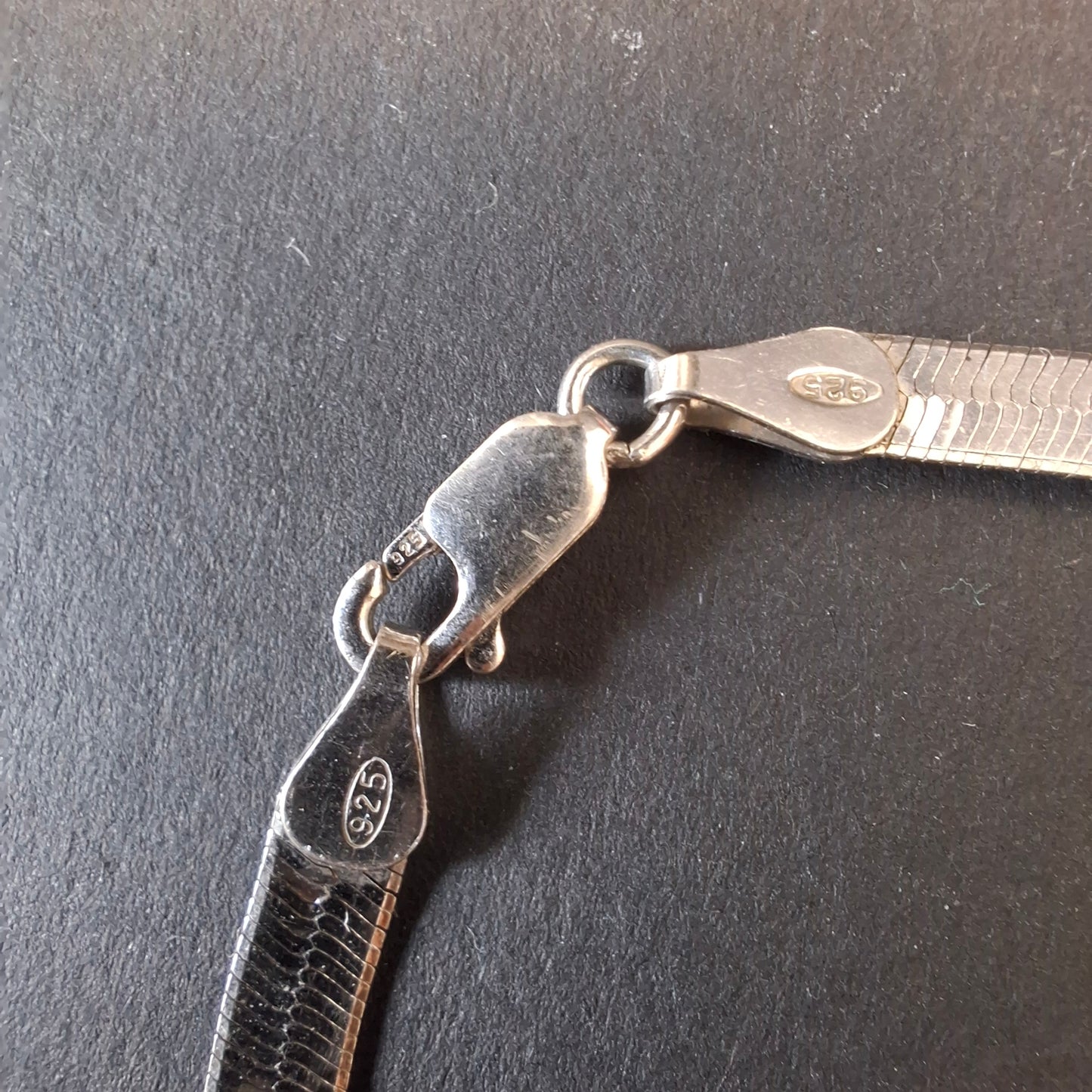Vintage Italian Etched Sterling Silver Herringbone Bracelet