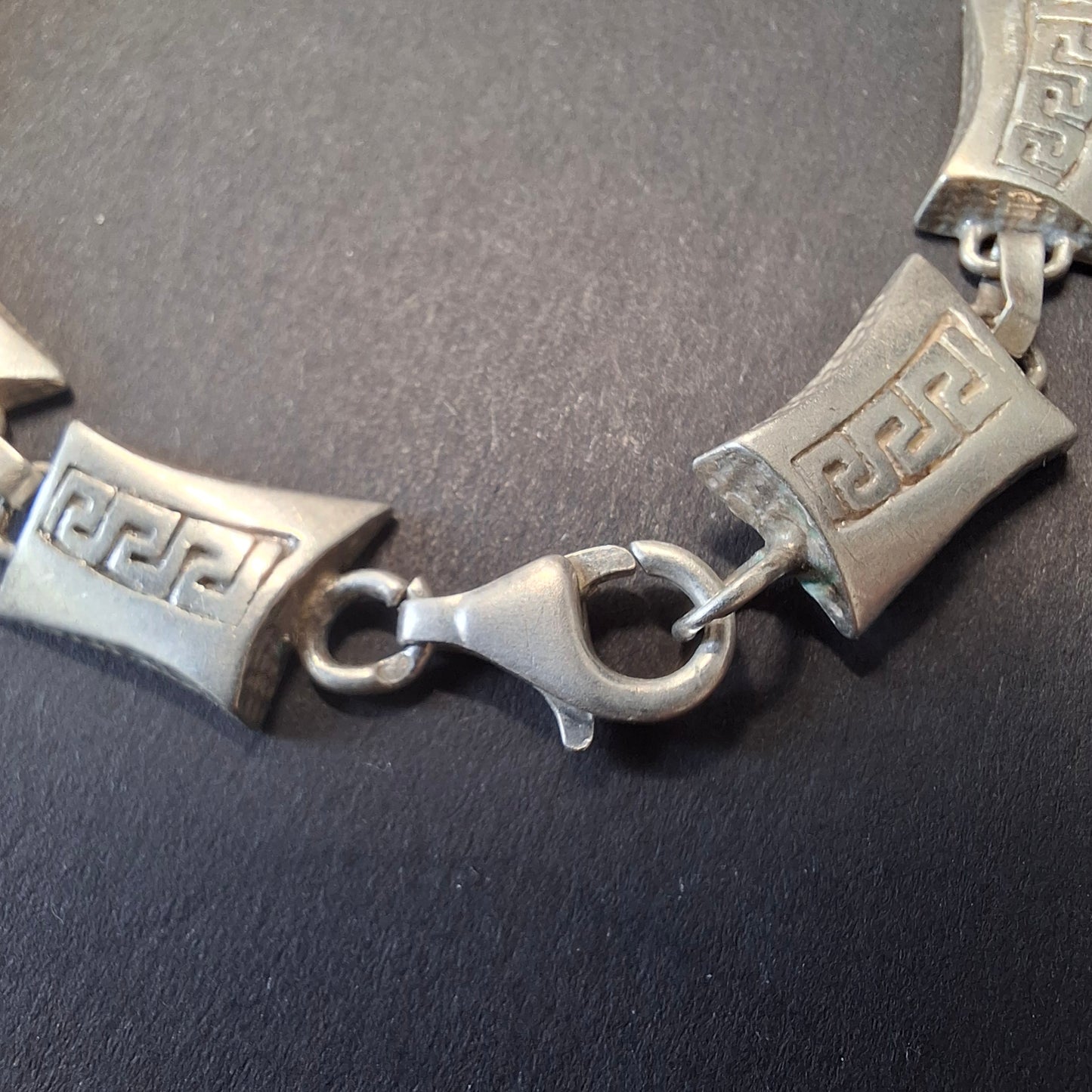 Vintage Sterling Silver Greek Key Panel Bracelet