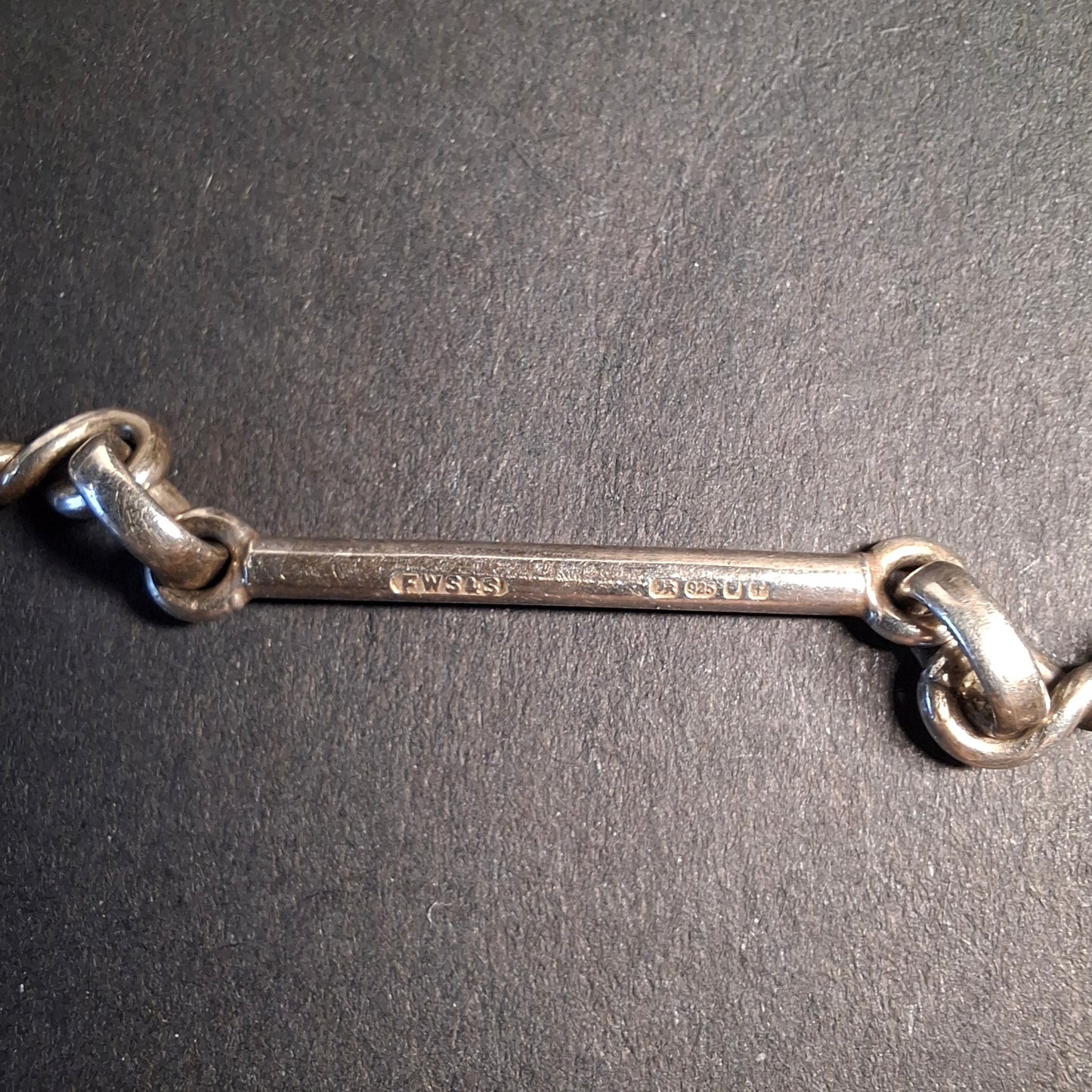 Vintage Sterling Silver Bar & Double-Twist Link Chain Bracelet