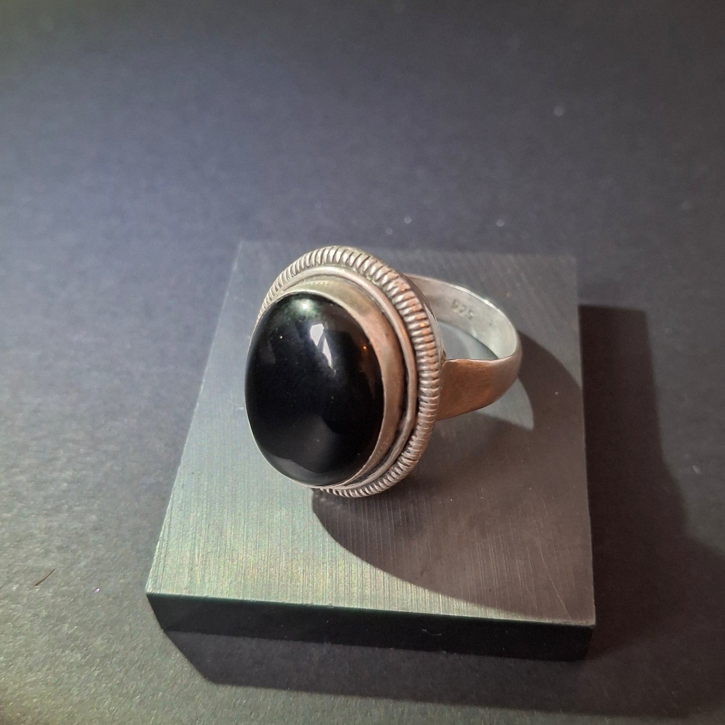 Vintage Sterling Silver Black Onyx Statement Ring
