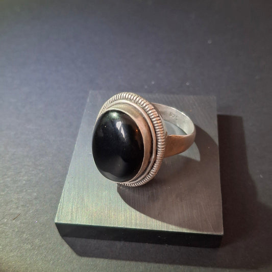 Vintage Sterling Silver Black Onyx Statement Ring