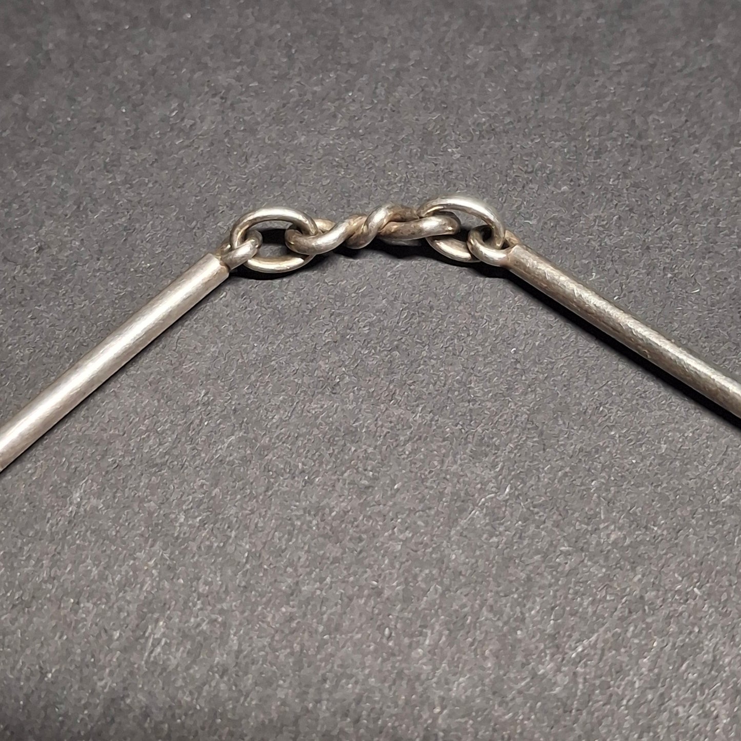 Vintage Sterling Silver Bar & Double-Twist Link Chain Bracelet