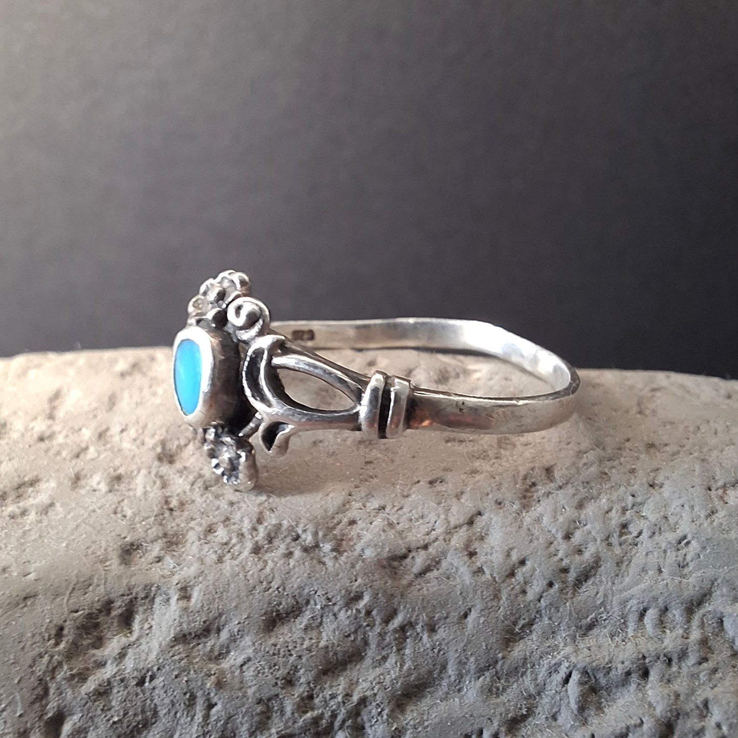 Vintage Ethnic Turquoise Sterling Silver Ring