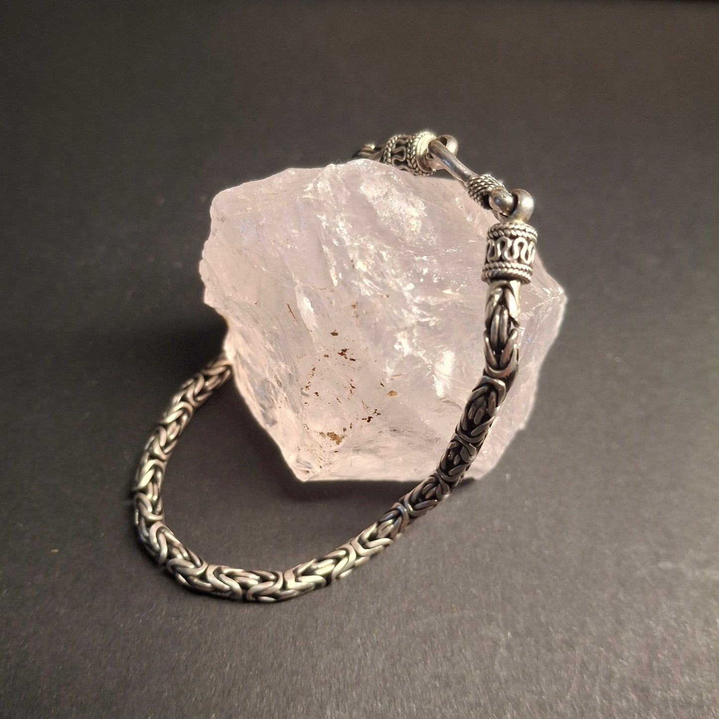 Vintage Bali Byzantine Sterling Silver Chain Bracelet