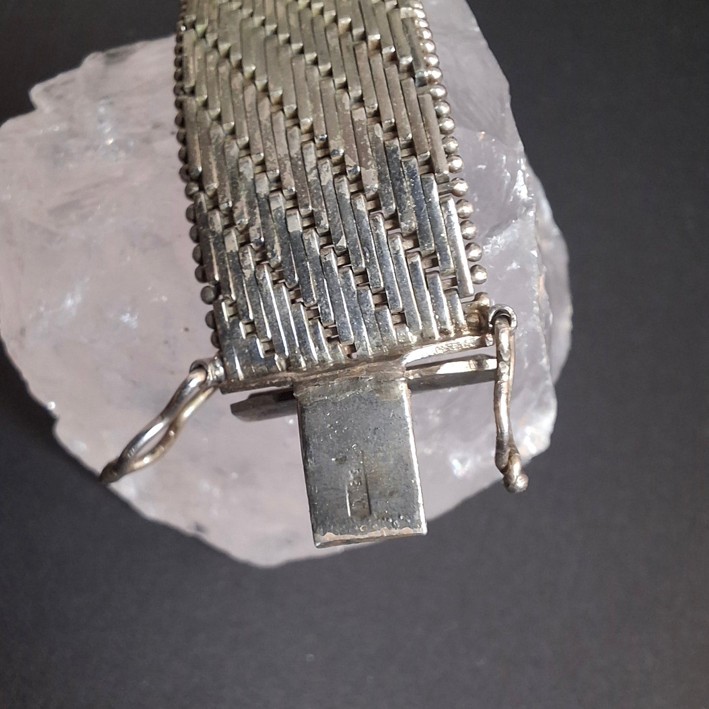 Vintage Italy 925 Sterling Silver Wide Mesh Bracelet