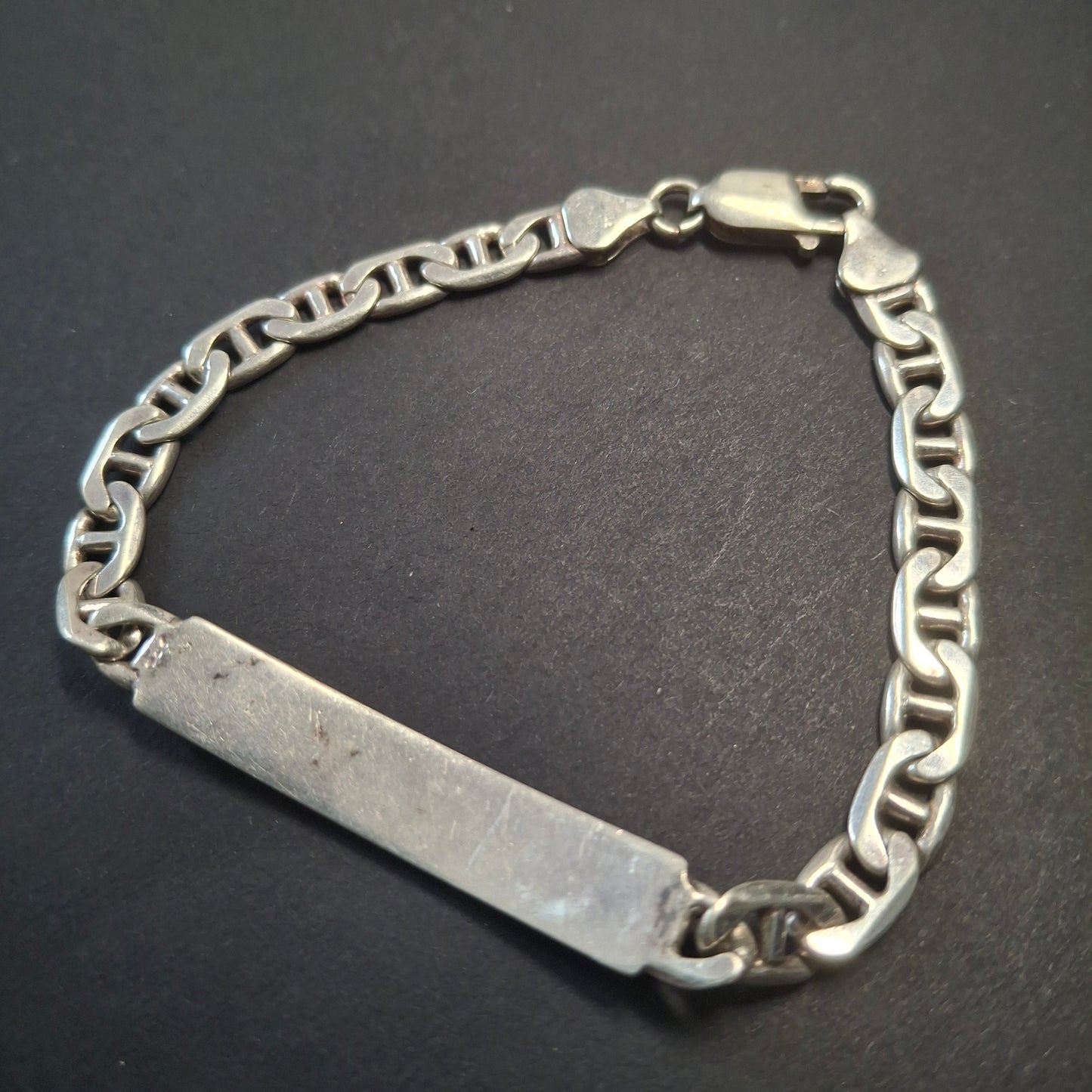 Vintage 925 Sterling Silver Mariner ID Link Bracelet