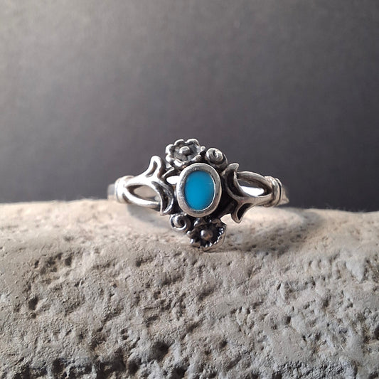 Vintage Ethnic Turquoise Sterling Silver Ring