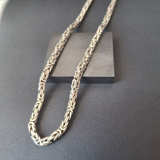 Solid Sterling Silver Byzantine / King’s Chain Necklace
