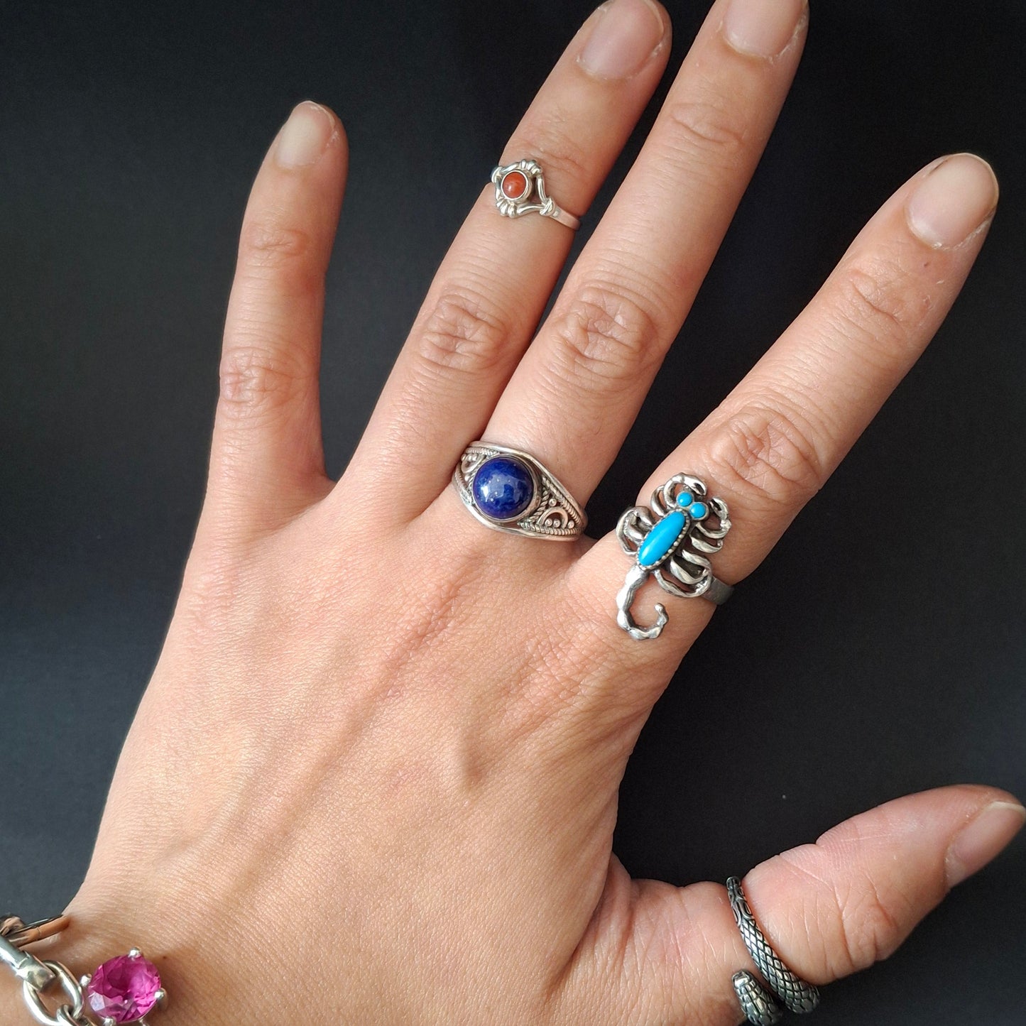 Vintage Ethnic Lapis Lazuli Sterling Silver Ring