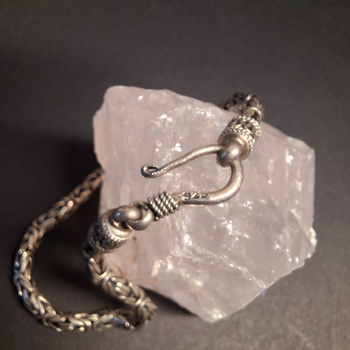 Vintage Bali Byzantine Sterling Silver Chain Bracelet