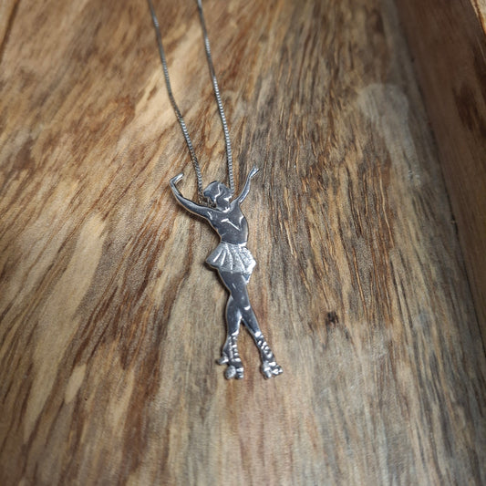 MIKELART Italy Sterling Silver Roller Skater Pendant Necklace