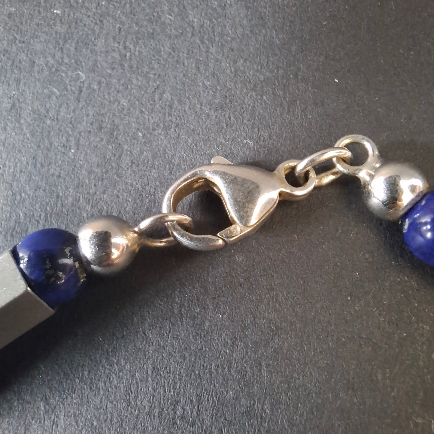 Minimalist Sterling Silver & Lapis Lazuli Tube Necklace