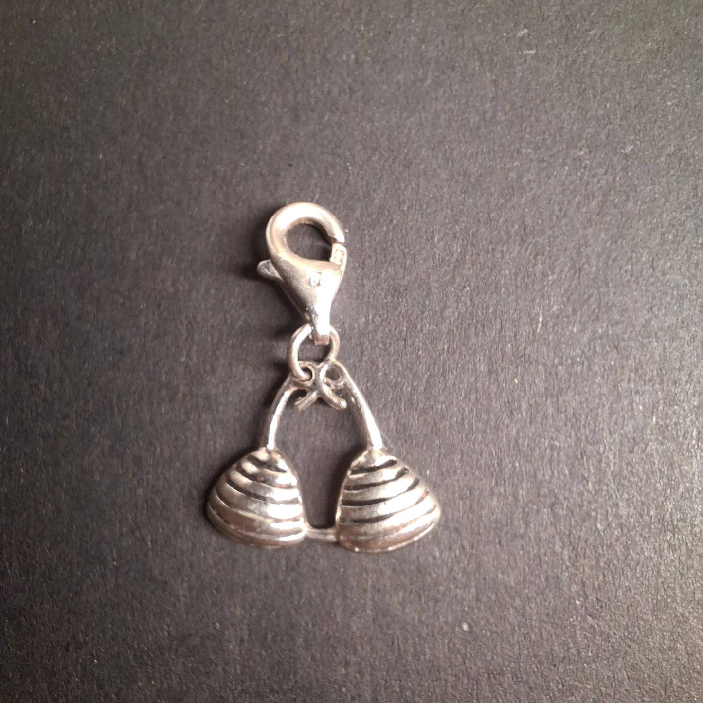 925 Sterling Silver Ribbed Bikini Top Clip-On Charm
